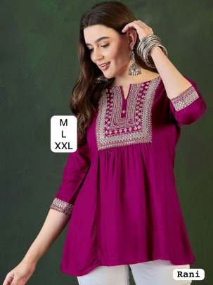 Rayon short tops for women casual wear