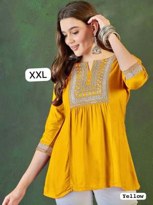 Rayon short tops with embroidery work