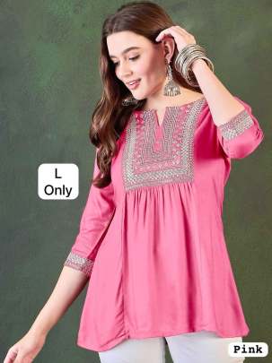 Rayon short tops with embroidery work for women