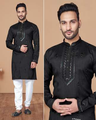 SPECTACULAR EMBROIDERED SUPER SILK KURTA PYJAMA FOR MEN