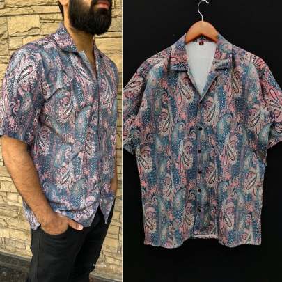 STUNNING MENS POP CORN TEXTURED PRINTED SHIRT