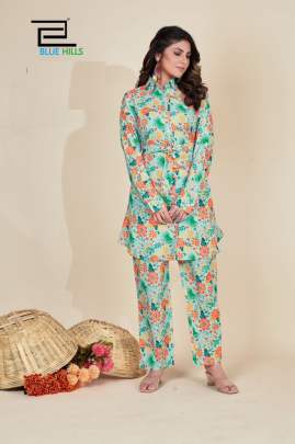 STYLISHTA - CO-ORD SET WITH HEAVY RAYON PRINT AND BELT