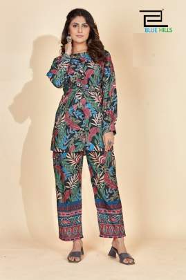 STYLISHTA - CO-ORD SET WITH HEAVY RAYON PRINT AND BELT