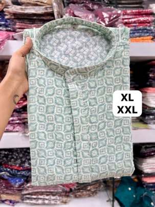 Schiffli Cotton Embroidered Kurta