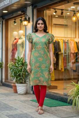 Shimmer silk printed kurti