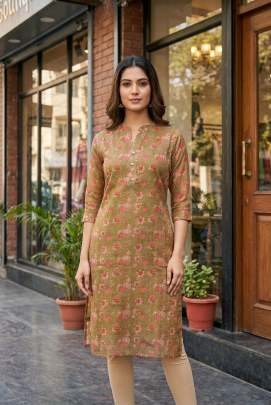 Shimmer silk printed office wear kurti