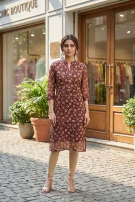 Shimmer silk straight kurti