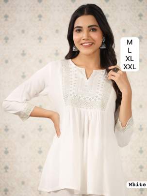 Short tops with embroidery work for women