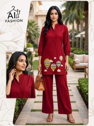 Trending Embroidery Kurti Palazzo Set | Heavy Dabbu Cotton Co-ord Set for Women