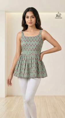 Trendy Sleeveless short kurti 
