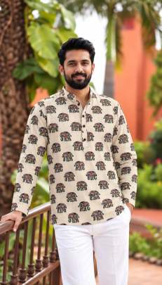Trendy cotton full sleeves short kurta Manufacturer Surat