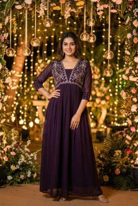 Trendy ready to wear gown with hand work