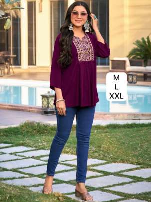 Wholesaler of Embroidery work short tops  