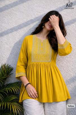 Women's Office Wear Embroidered Rayon Tunic