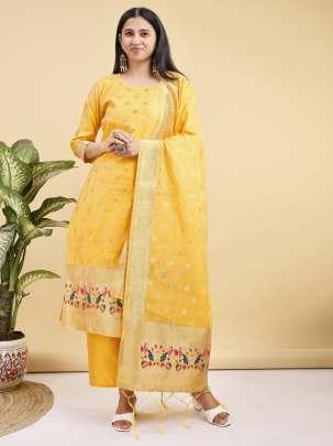 Yellow wedding wear kurti pant set
