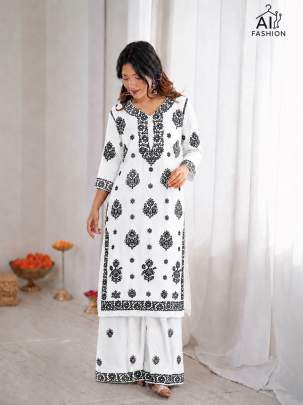 chikankari kurti with palazzo