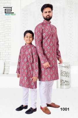 ETHNICITY - COTTON FOIL PRINTED FATHER SON KURTA SET