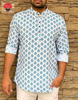 LEO - MENS COTTON SHORT KURTA BY MEWAADI SARDAR