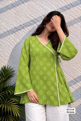 lime green Bandhani tunic