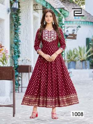 MAAHI - RAYON LONG ANARKALI GOWN WITH EMBROIDERY WORK