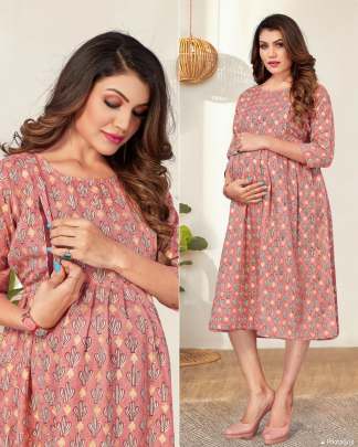 Buy Easy Feed A-Line Stylish Maternity Nursing Kurti Kurta Dress Cotton  Blend Material with 15 inches Long Invisible Zip Closure Casual Designer  wear for Pregnant Ladies Women Mother Online at desertcartINDIA