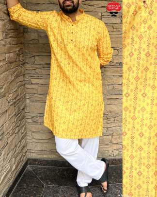 Being Desi by Mewaadi Sardar - Mens Cotton Patola Printed Kurta Set