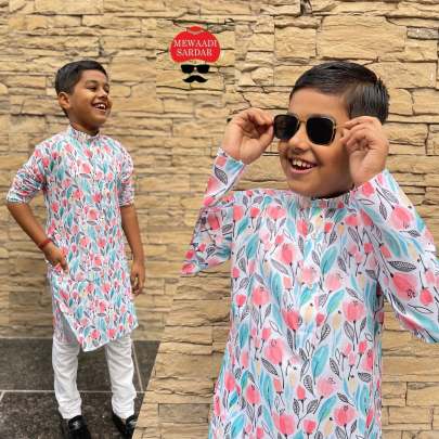 MEWADI SARDAR - LITTLE MASTERS - KIDS PRINTED KURTA PAJAMA SET