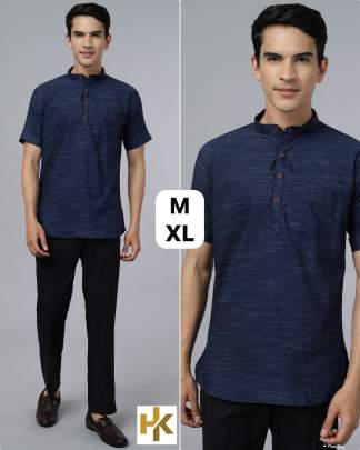 Short Sleeves Cotton Kurta for Men