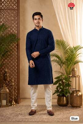 traditional Navratri wear men Chikankari kurta pyajama 