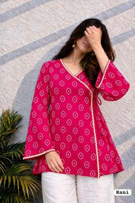 women’s short side wrap tie-up tunic